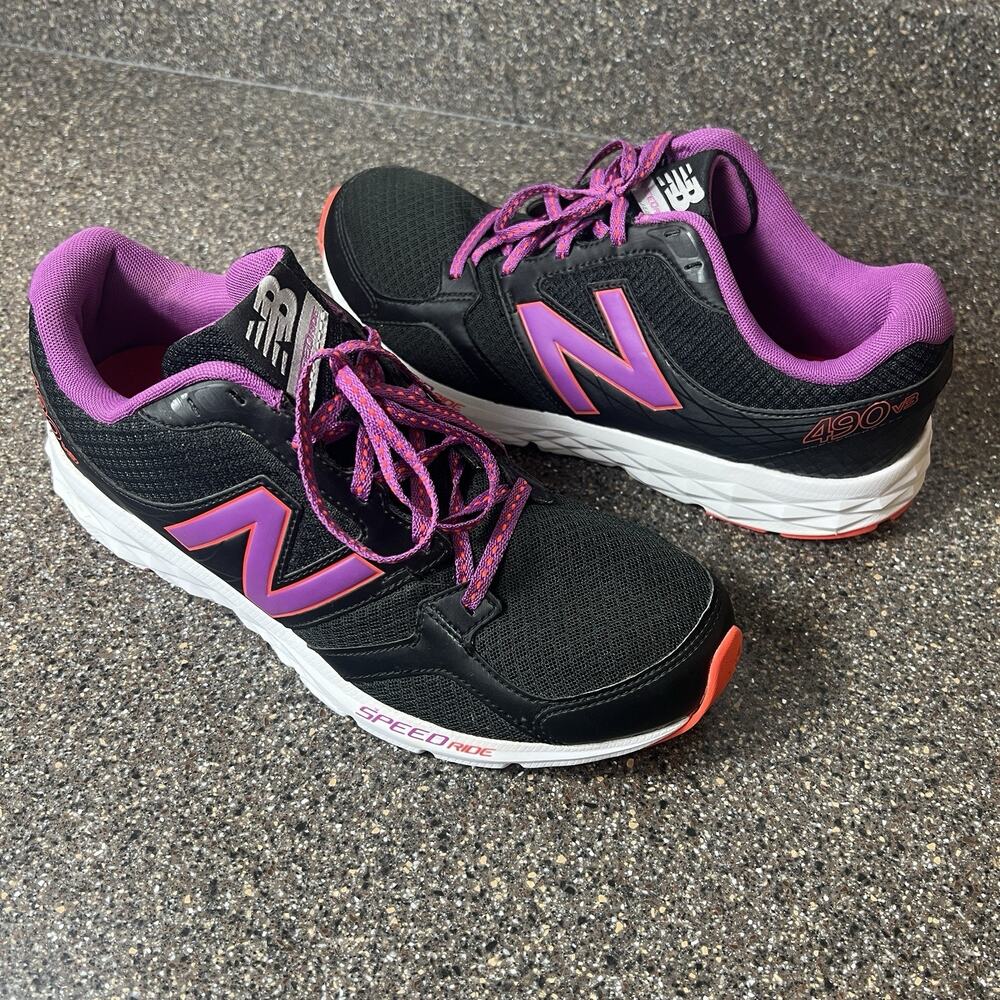 New Balance 490v3 Women Size 11 B Black/Purple Athletic Running Shoe Sneaker New